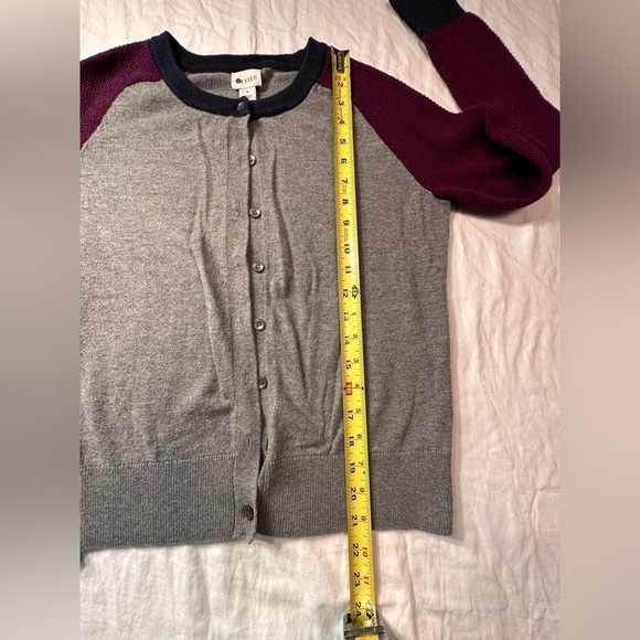 Stylus Cardigan Gray w/Purple & Blue Size Medium Academia Clueless Y2K 90’s - Picture 7 of 8